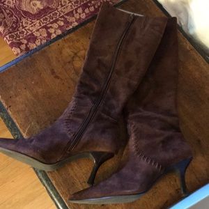 Brown suede boots